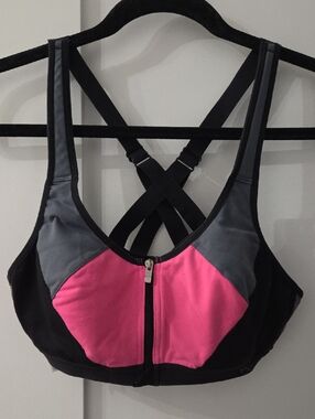 Victoria's Secret VSX Sport Women’s Front-Zip Sports Bra - Pink/Gray/Black